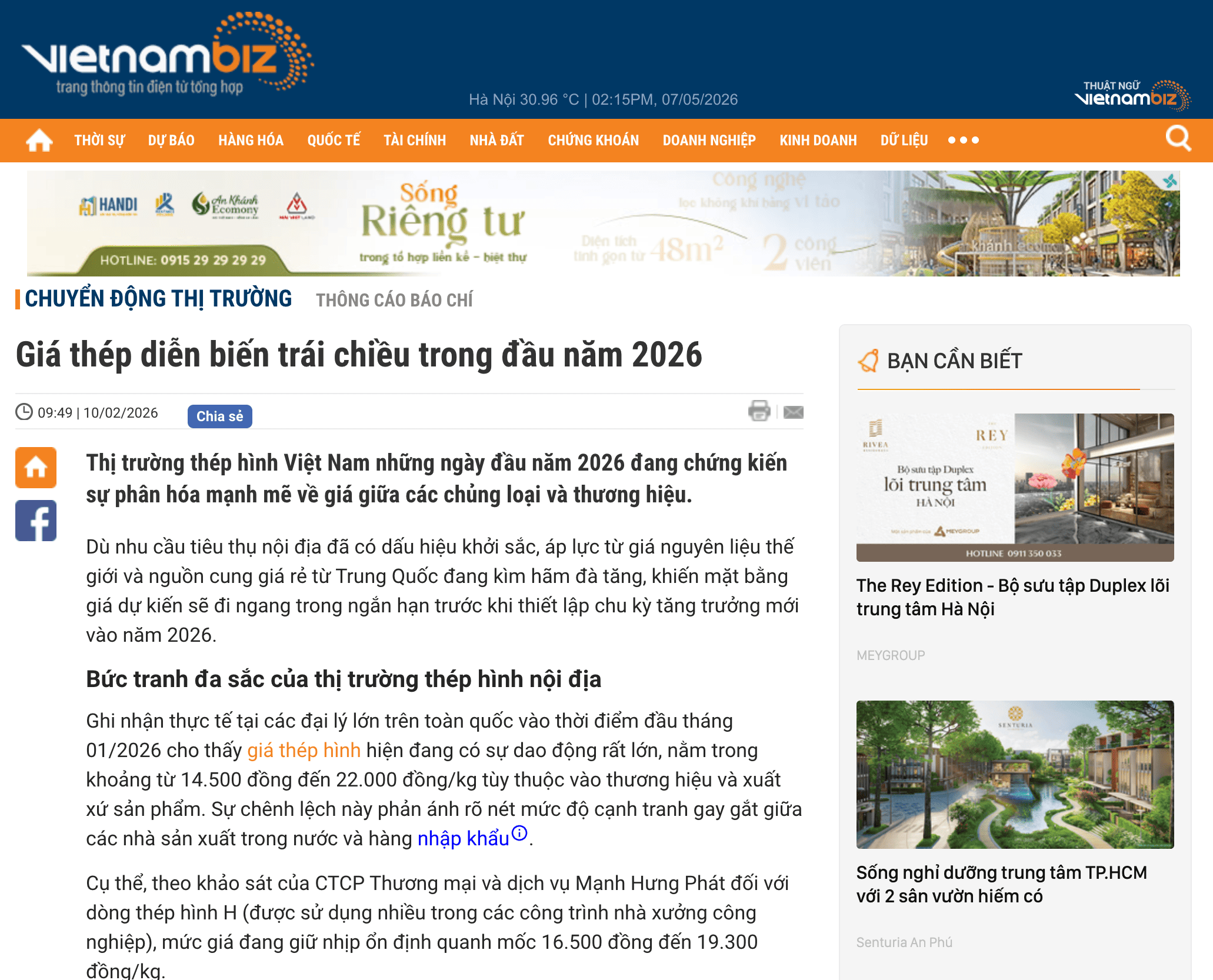 Vietnambiz Nói về Thép Mạnh Hưng Phát