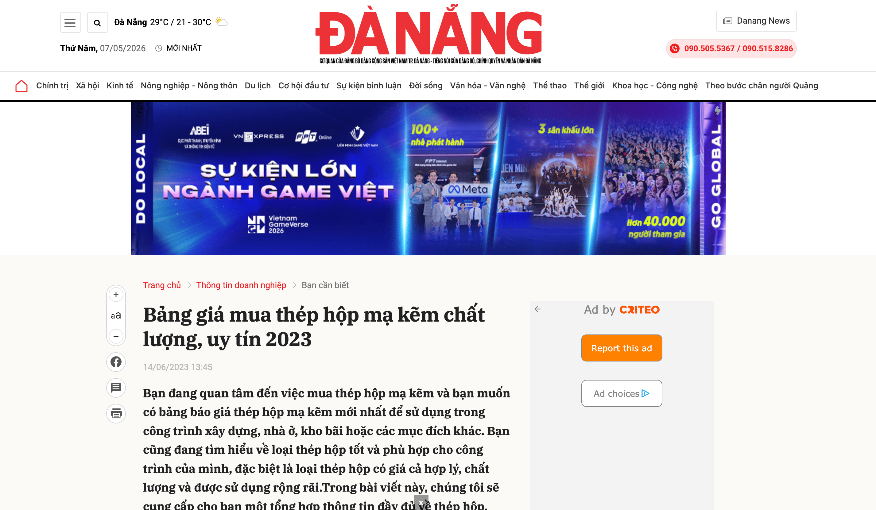 Báo Đà Nẵng Nói về Mạnh Hưng Phát