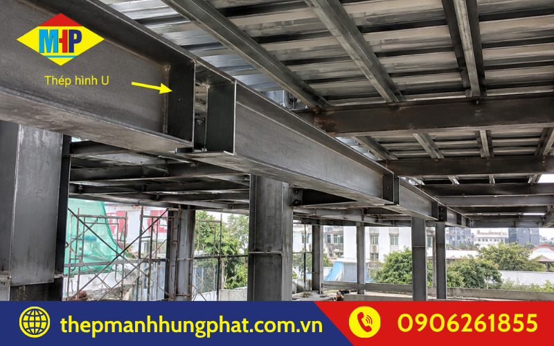 Thép hình U được sử dụng làm thanh đỡ và gia cường trong kết cấu công trình.