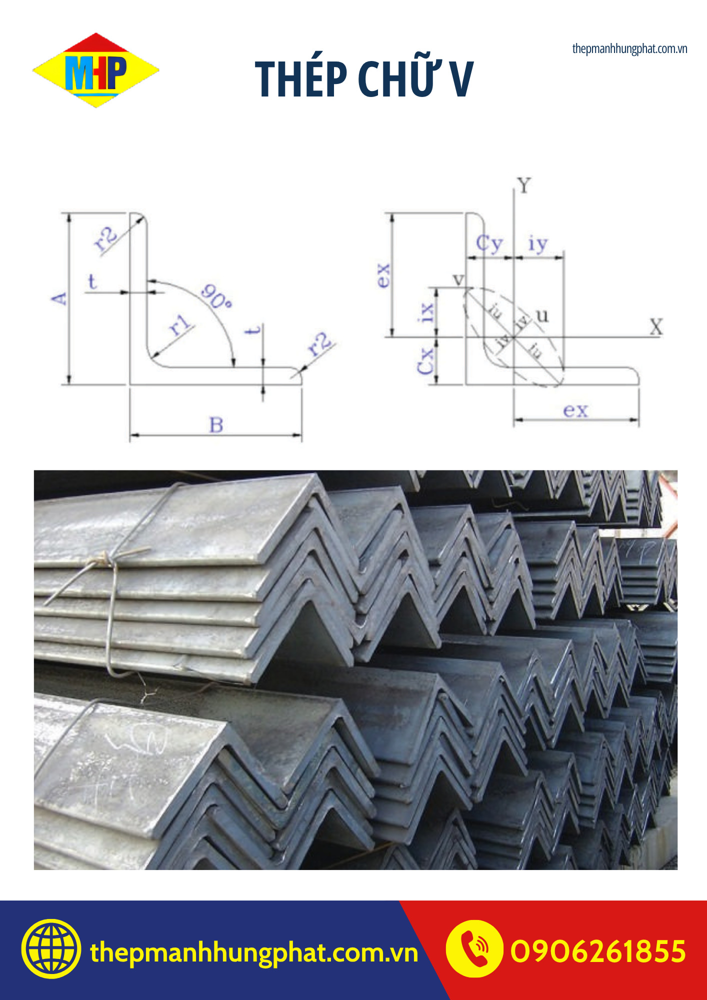 Bản vẽ cấu tạo và hình ảnh thực tế của thép hình V&nbsp;