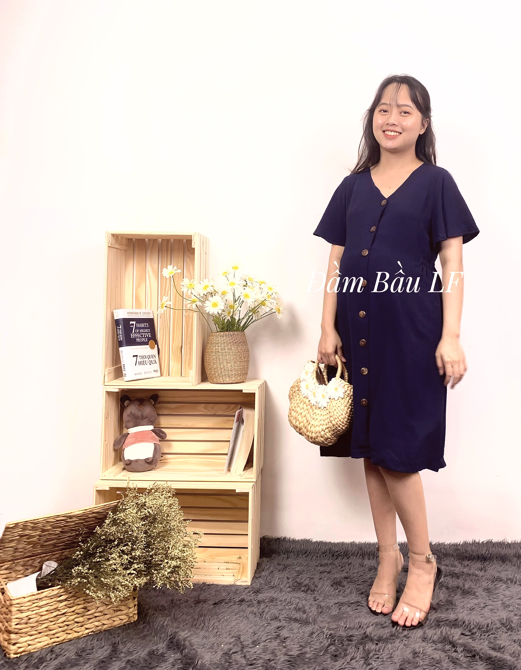 Đầm bầu vải Đũi DM64C