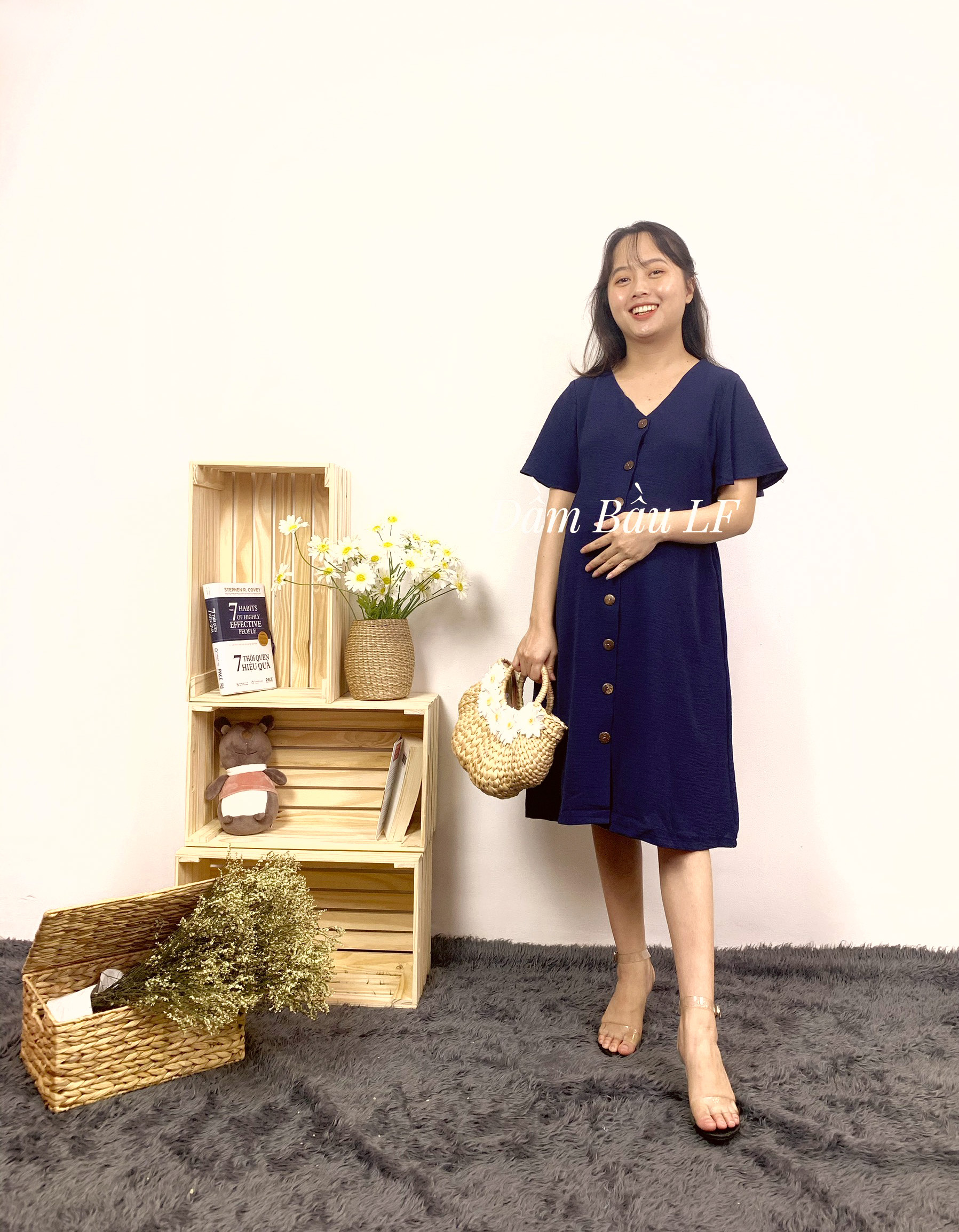 Đầm bầu vải Đũi DM64C