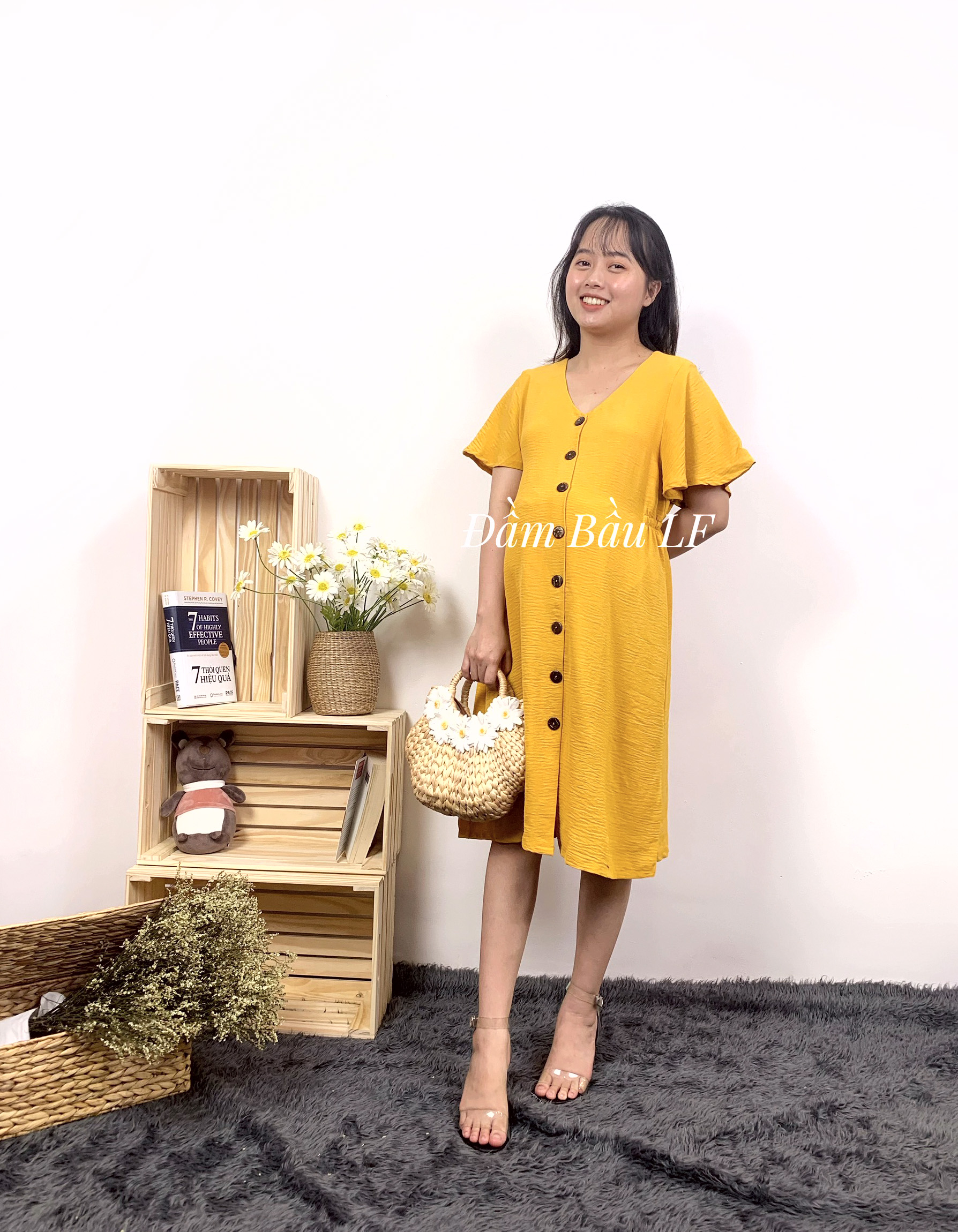 Đầm bầu vải Đũi DM64D