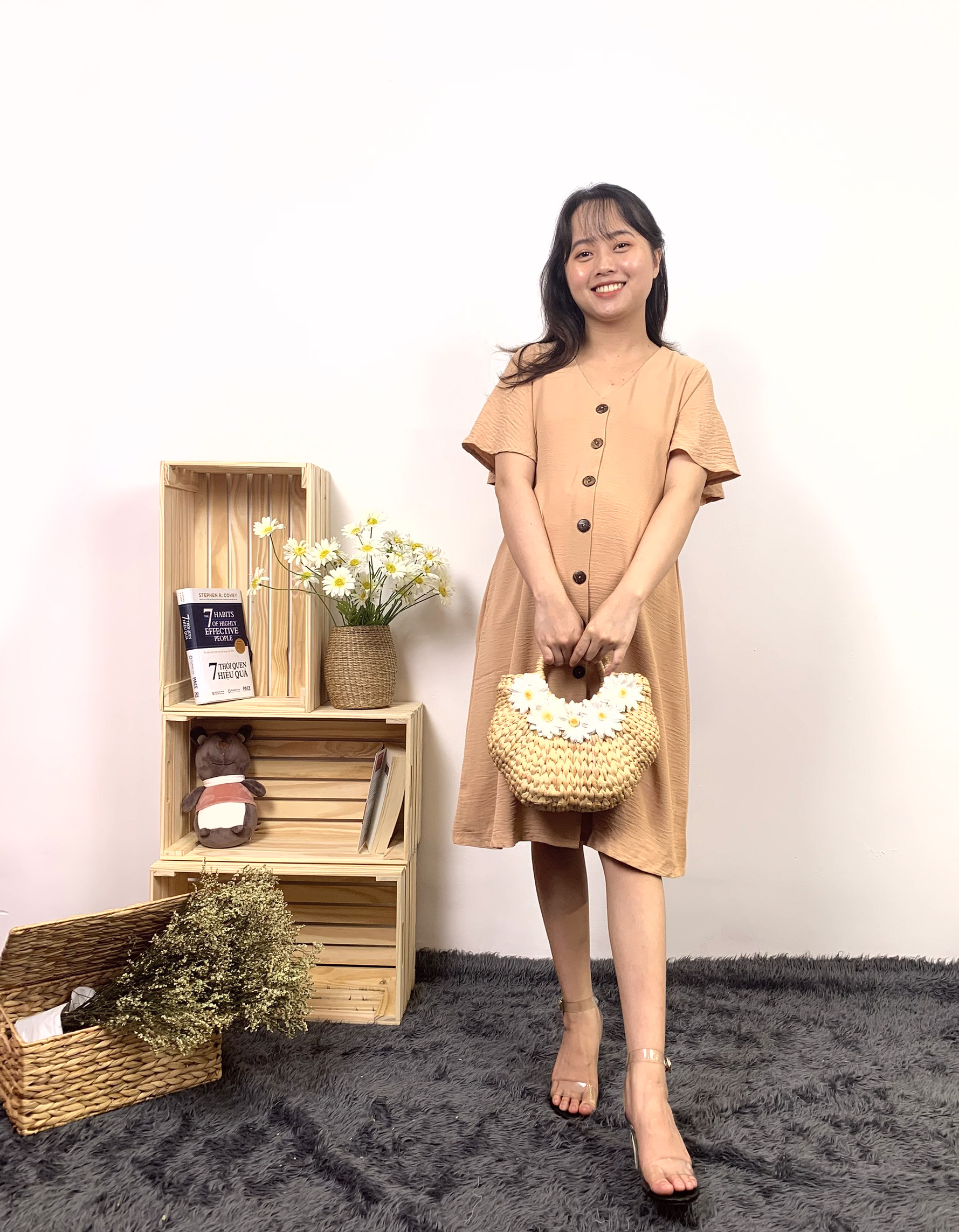 Đầm bầu vải Đũi DM64A