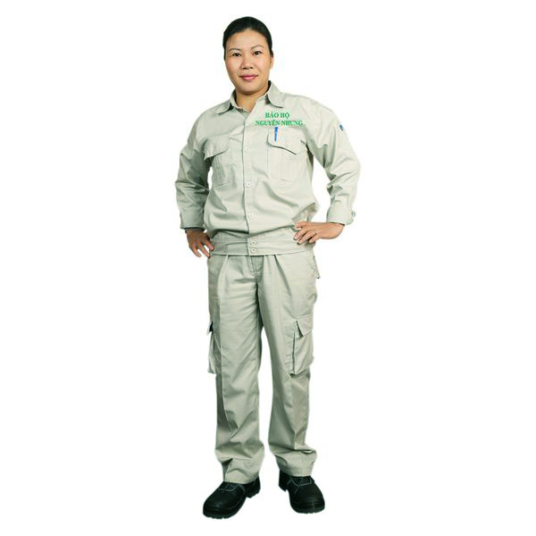 Quần áo bảo hộ túi hộp màu ghi ánh xanh