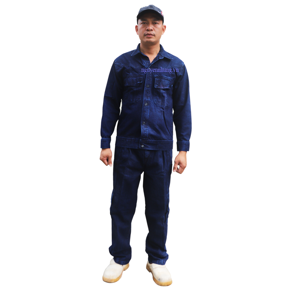 Quần áo bảo hộ thợ cơ khí vải bò 100% cotton