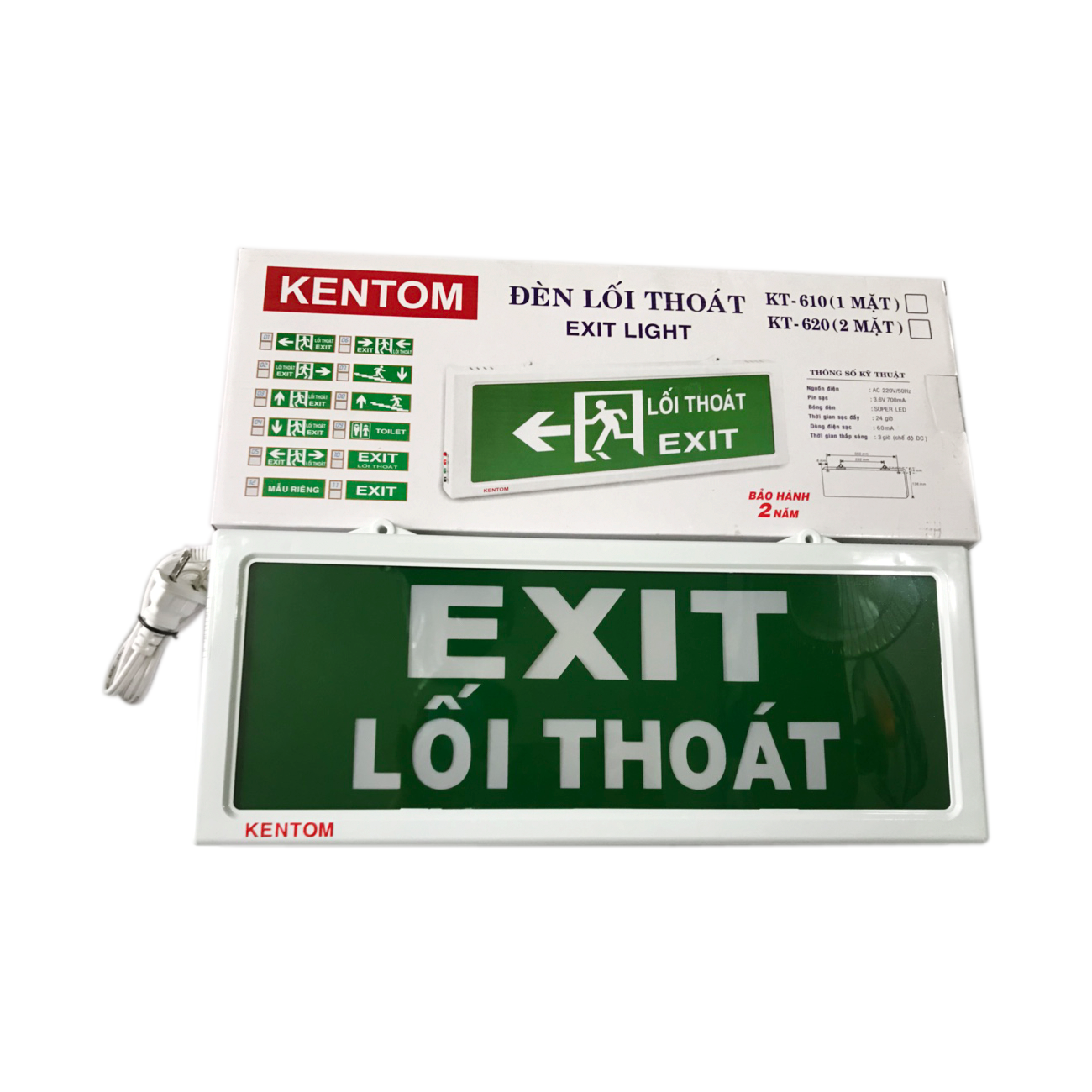 Đèn exit Kentom 2 mặt