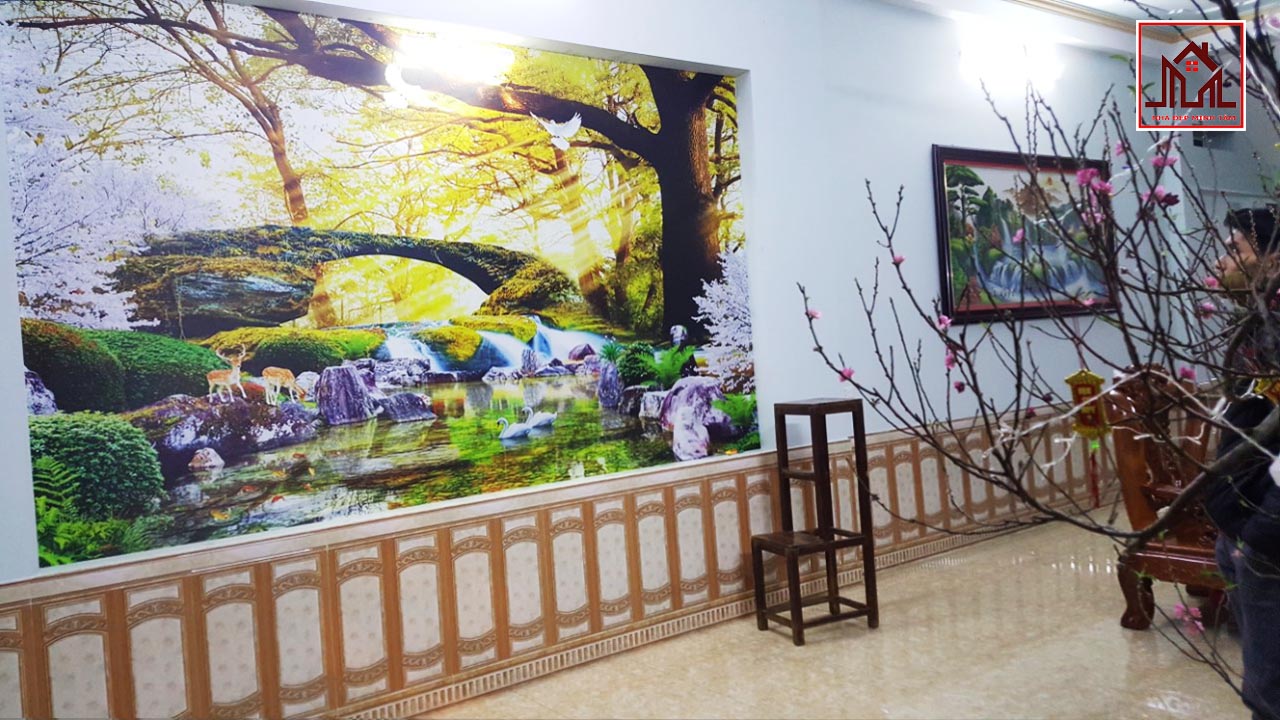 thi công tranh dán tường phong cảnh thiên nhiên tại Lào Cai