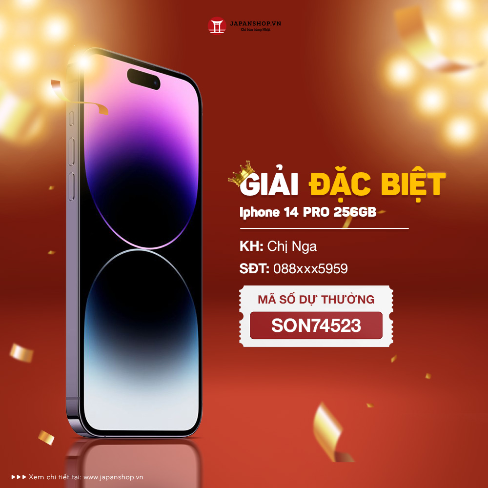 Kết quả 2 giải đặc biệt: Mỗi giải nhận 1 Iphone 14 Pro 256GB