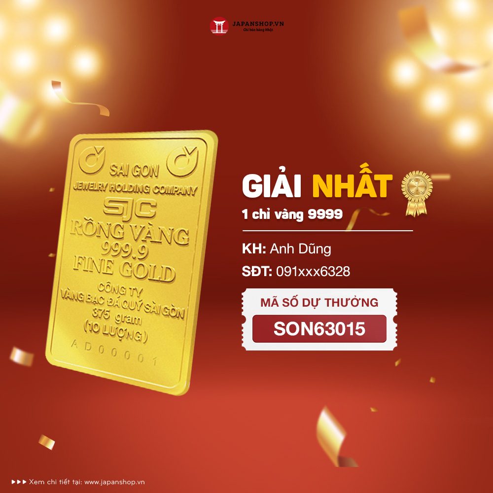 Kết quả 2 giải nhất: Mỗi giải nhận 1 chỉ vàng 999  