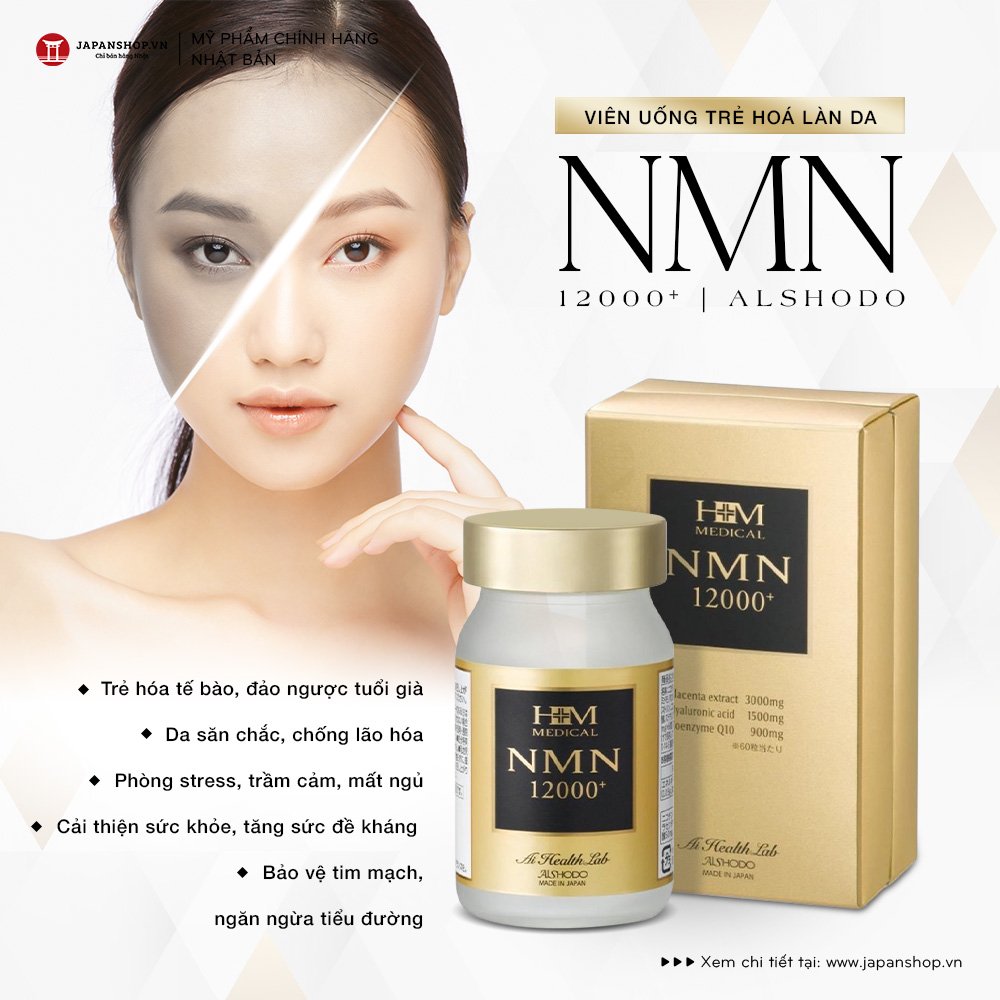 Viên uống trẻ hoá làn da NMN12000 Plus