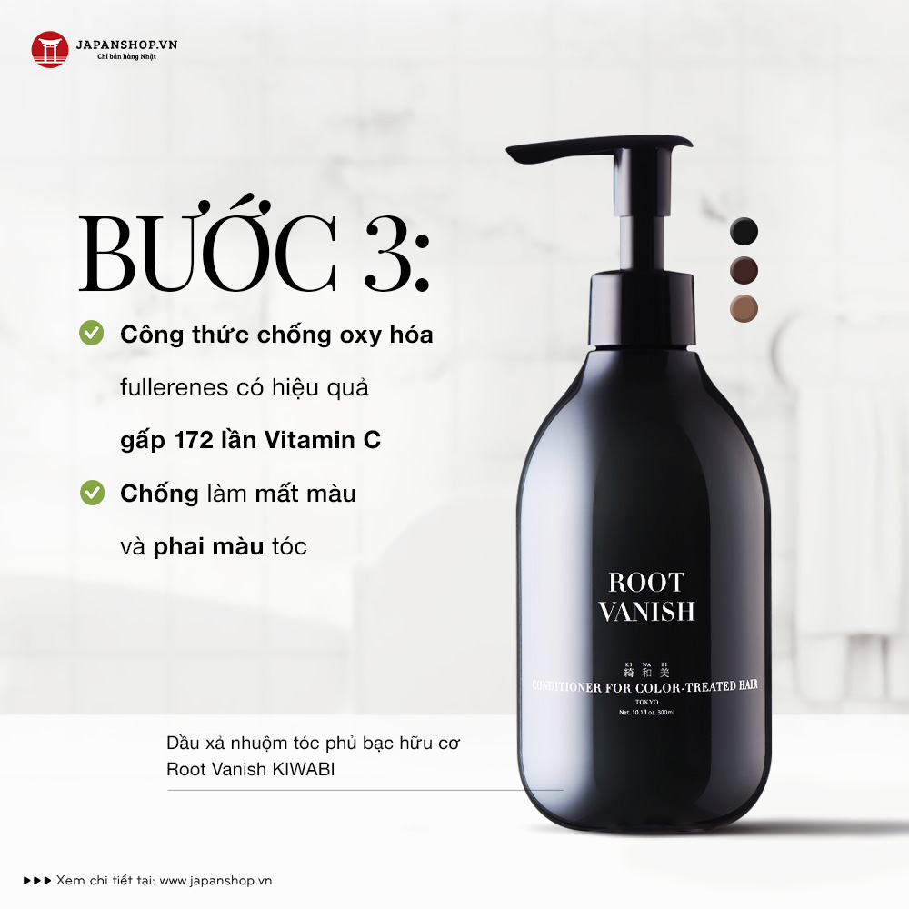 Dầu xả nhuộm tóc phủ bạc hữu cơ Root Vanish KIWABI