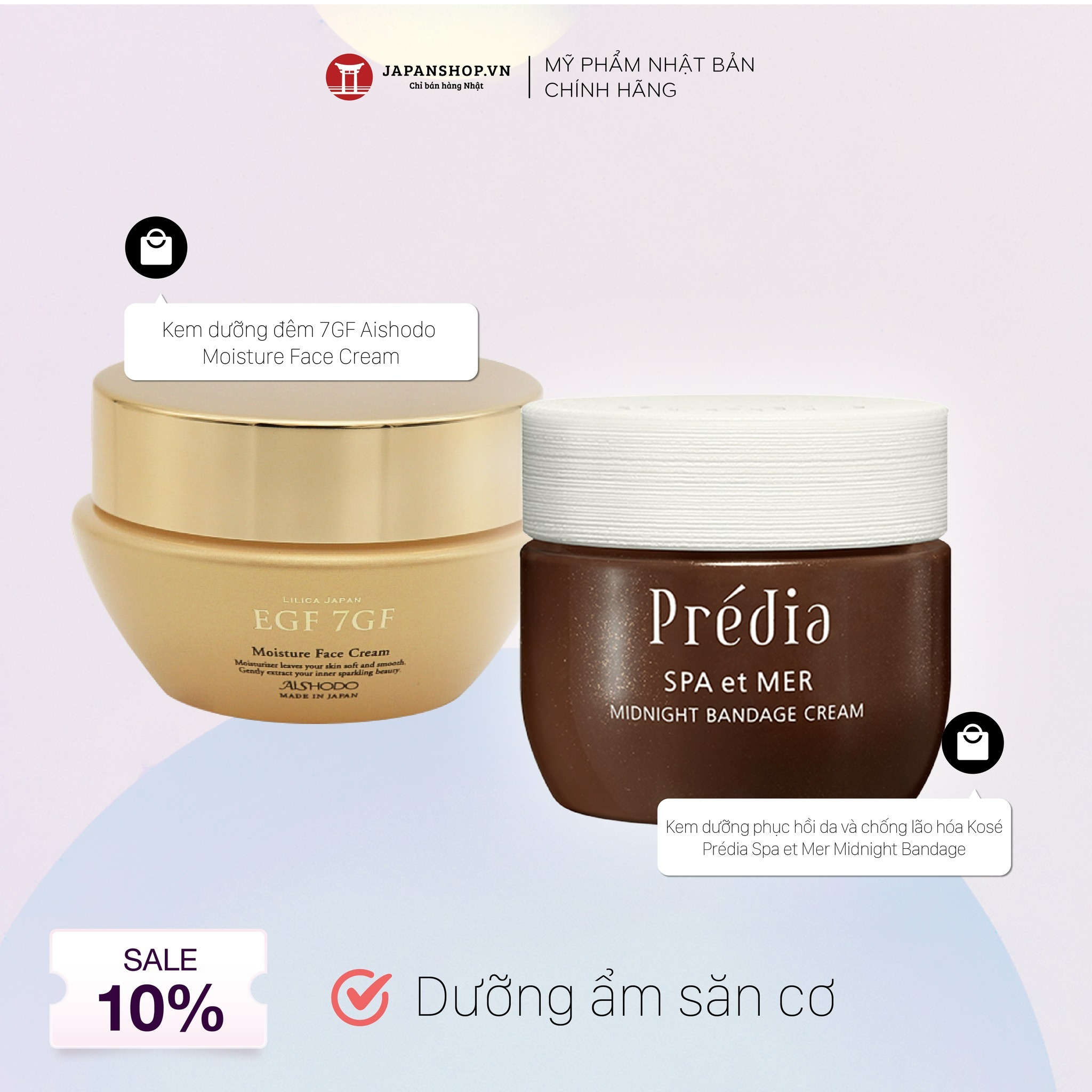 Kem dưỡng đêm 7GF Aishodo Moisture Face Cream 50g