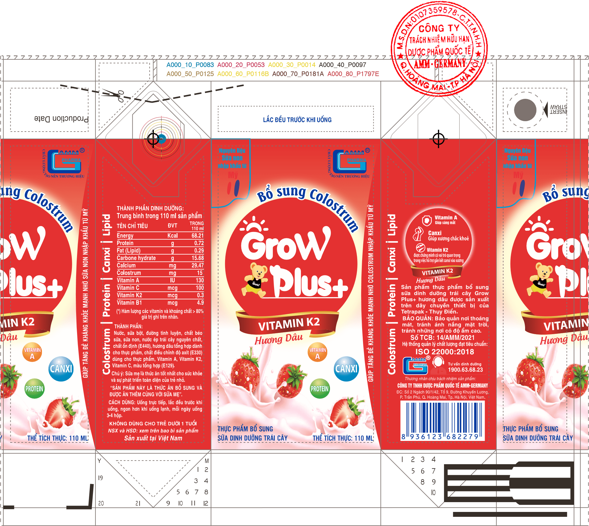 Thực phẩm bổ sung sữa dinh dưỡng trái cây Grow plus+ hương dâu