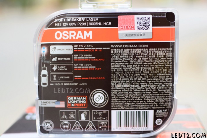 Đèn Halogen Osram Night Breaker Laser +150% chân HB3