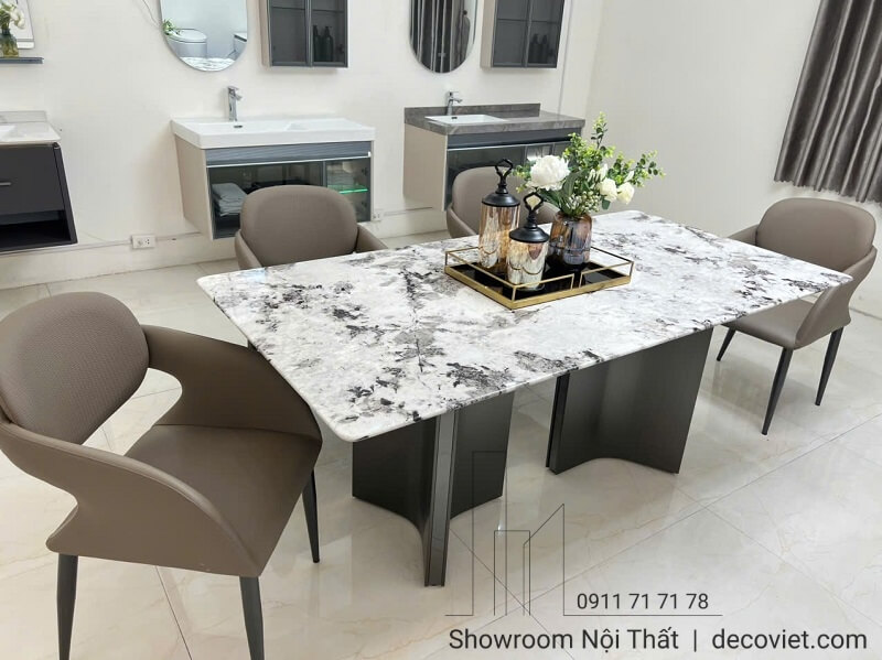 Bàn ăn 2m mặt đá cao cấp sang trọng