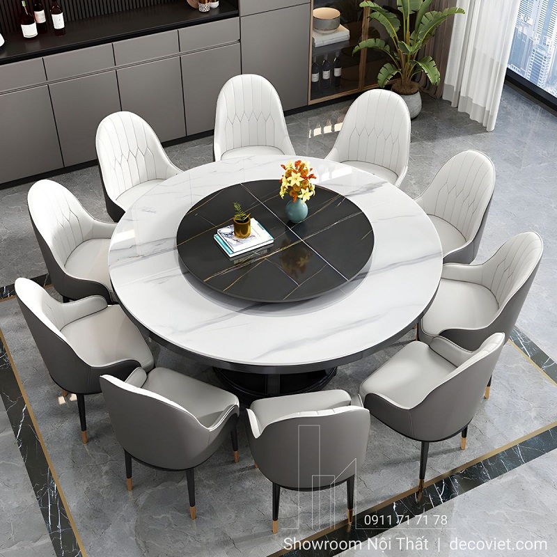 Bàn ăn tròn 10 ghế, lựa chọn lý tưởng cho nhà hàng và khách sạn cao cấp.