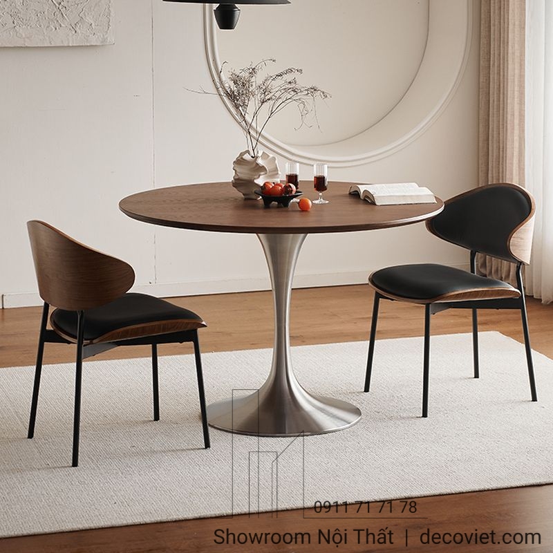 Bàn ăn tròn mặt gỗ nhỏ gọn cho không gian nhỏ