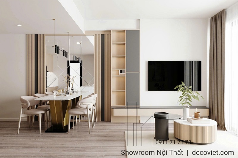 Nội thất căn hộ 2 phòng ngủ với bố cục hợp lý, phong cách nhẹ nhàng