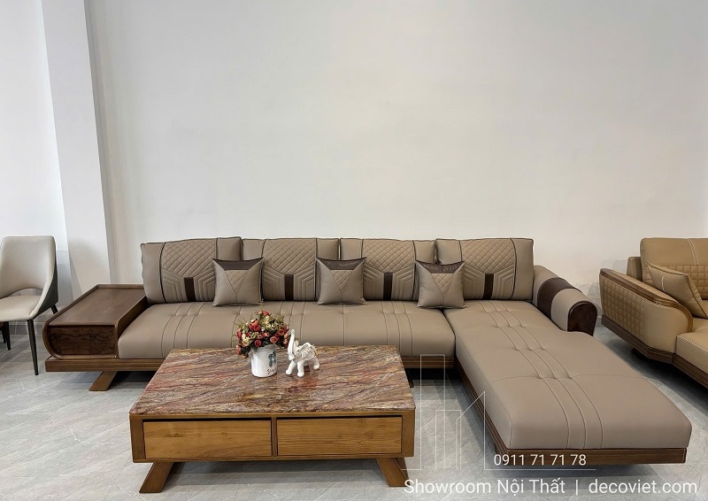 Ghế sofa gỗ sồi bọc da microfiber cao cấp