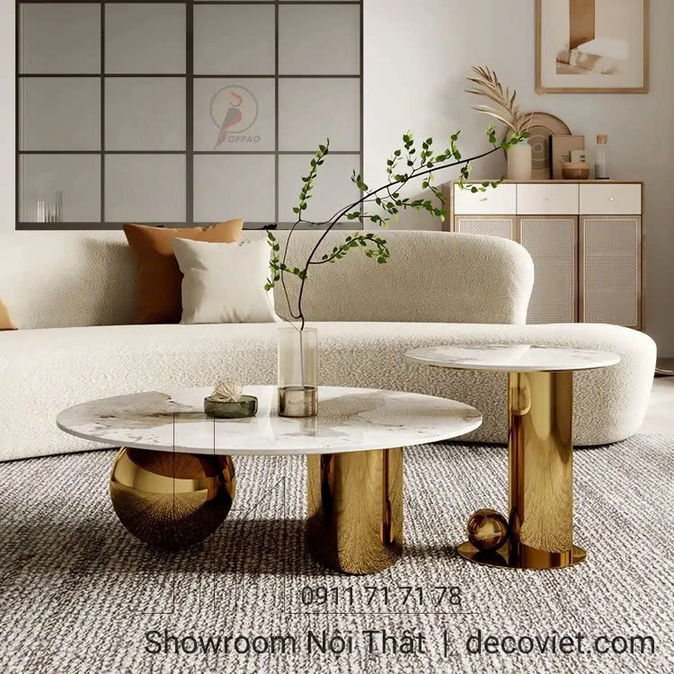 Bàn Sofa Mặt Đá Chân Inox Hiện Đại