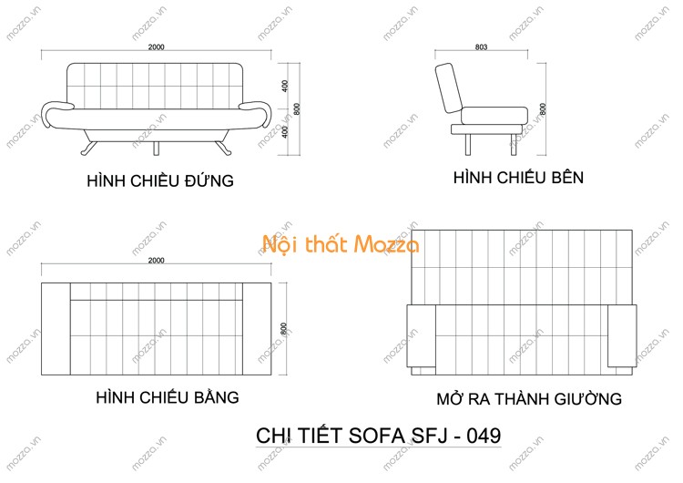 Sofa Giường đẹp Sfj 049