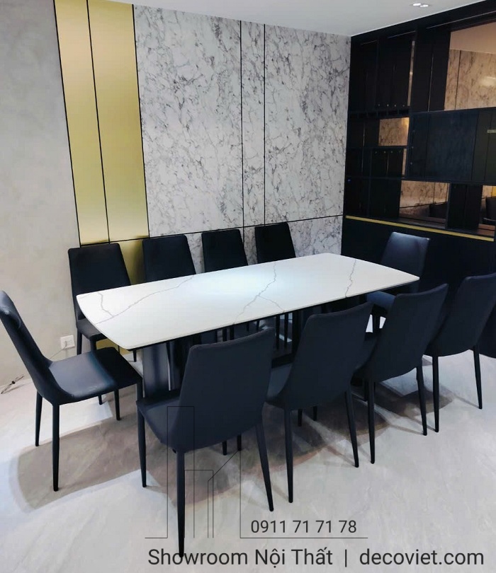 Bàn Ăn 10 Ghế Mặt Đá Đẹp 2076S