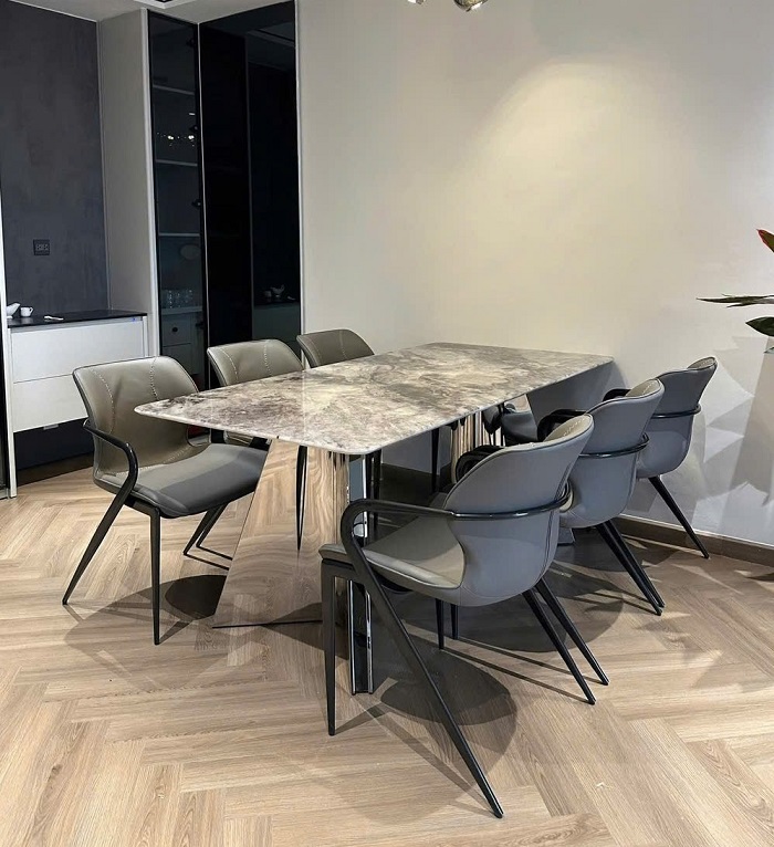 Bàn Ăn 6 Ghế Chân Inox Hiện Đại 2928S