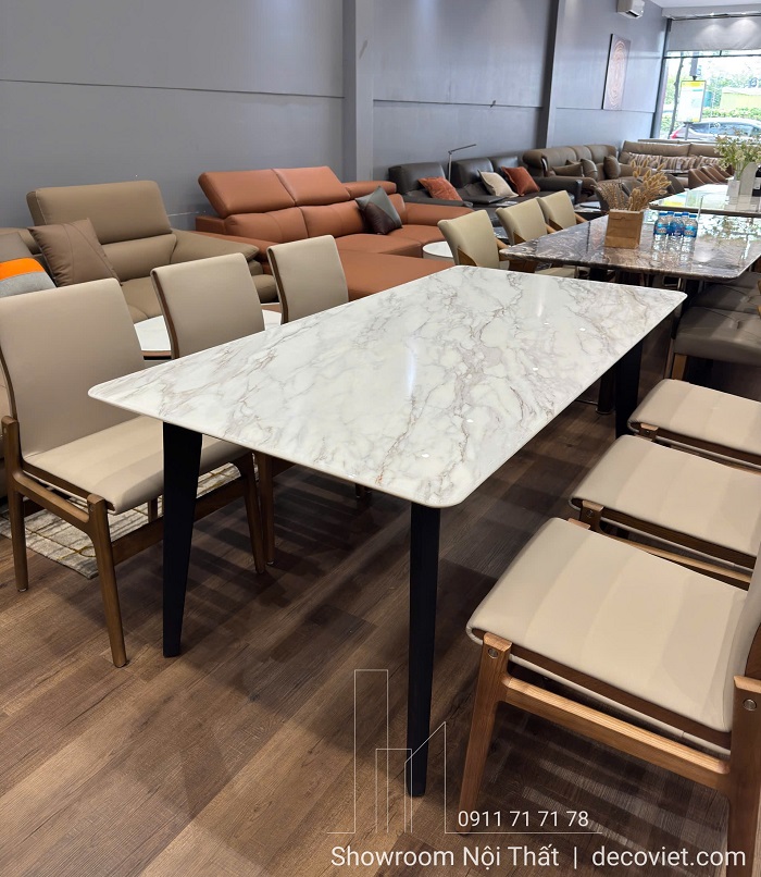 Bàn Ăn 6 Ghế Mặt Đá Chân Gỗ 2934S