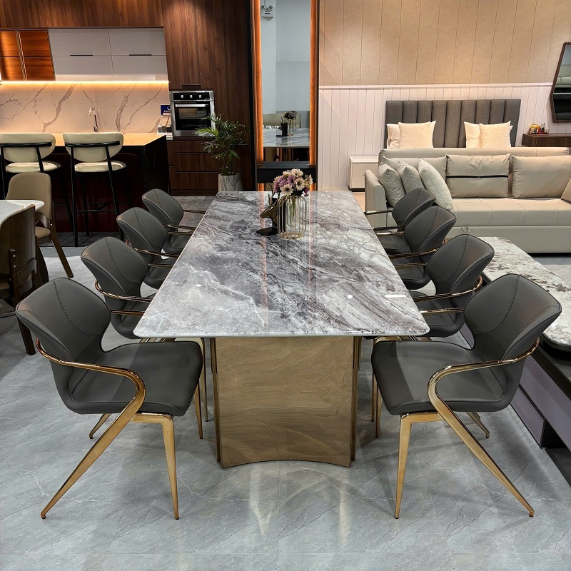 Bàn Ăn 8 Ghế Cao Cấp Mặt Đá 2m6 2885S