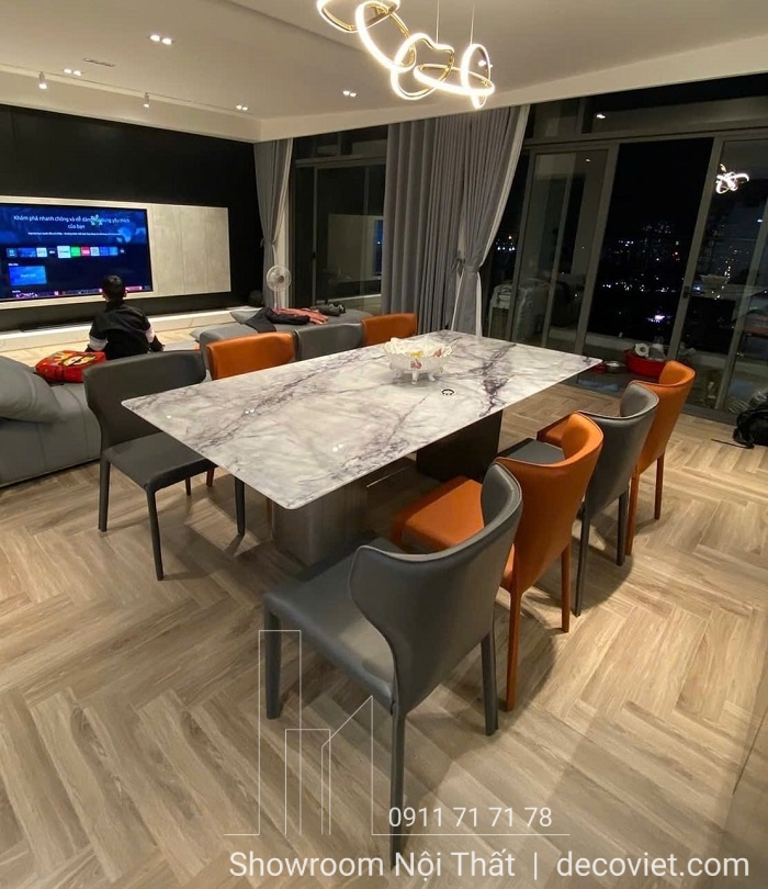 Bàn Ăn 8 Ghế Mặt Đá Cao Cấp 2077S