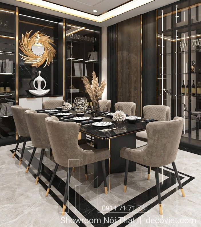 Bàn Ăn 8 Ghế Mặt Đá Đẹp 2251S