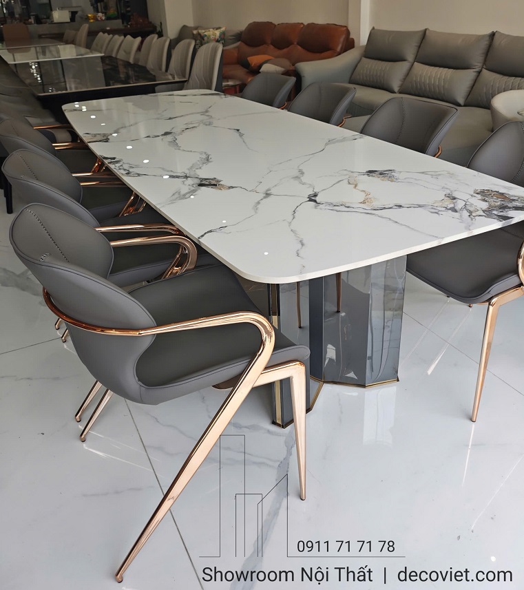 Bàn Ăn Cao Cấp 8 Ghế Mặt Đá 2m6 2870S thiết kế đẹp sang trọng