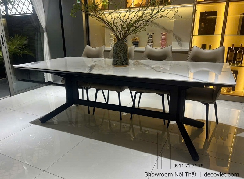 Bàn Ăn Chân Sắt 8 Ghế 2830S thiết kế chuẩn gu 2026