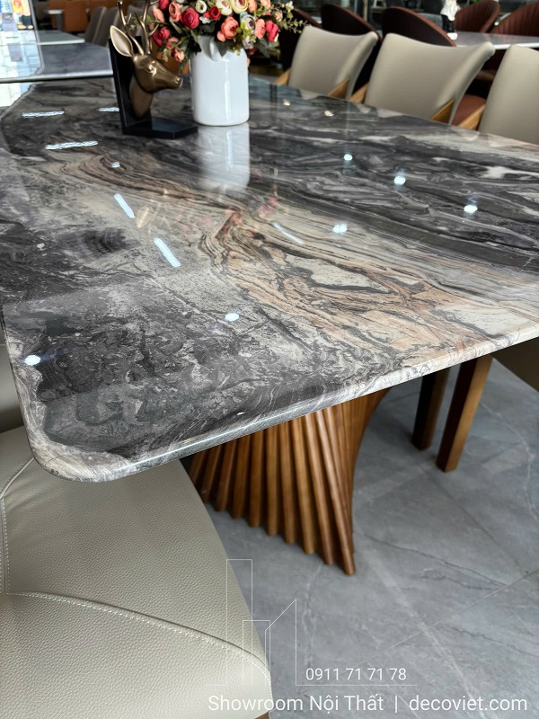 Bàn Ăn Gỗ Ash 8 Ghế Mặt Đá Cao Cấp 2894S