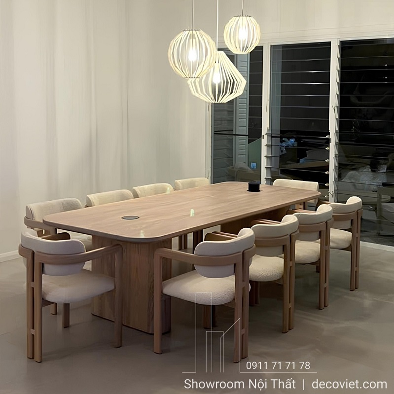 Bàn Ăn Gỗ Cao Cấp 10 Ghế 2843S thiết kế hiện đại, phù hợp phòng ăn rộng nhà phố, biệt thự