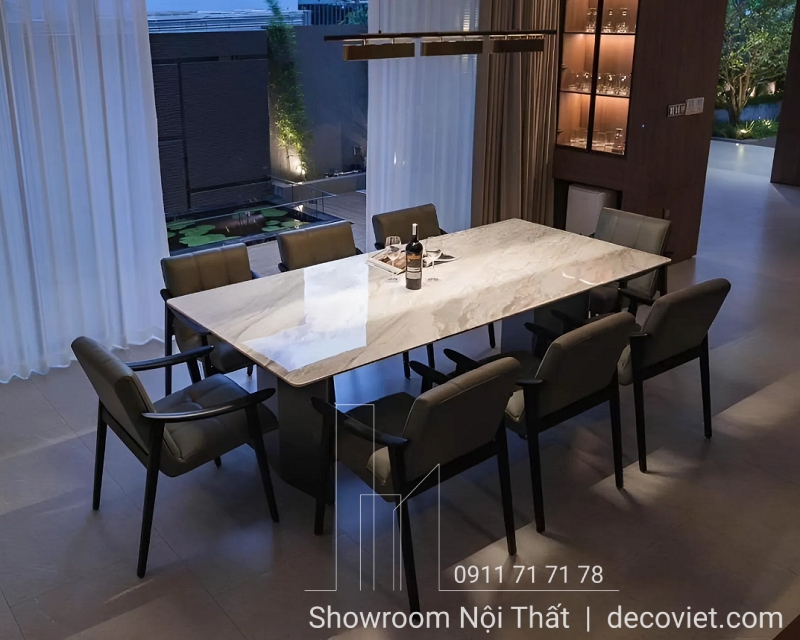 Bàn Ăn Mặt Đá 8 Ghế Hiện Đại 2075S