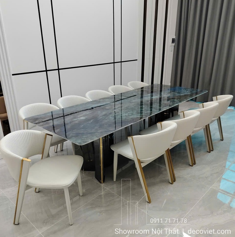 Bàn Ăn Mặt Đá Cẩm Thạch 10 Ghế 2812S đẹp, sang trọng