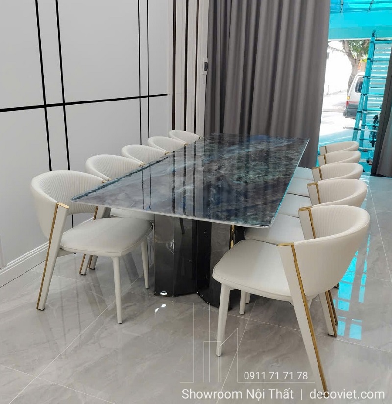 Bàn Ăn Mặt Đá Cẩm Thạch 10 Ghế 2812S đẹp, sang trọng