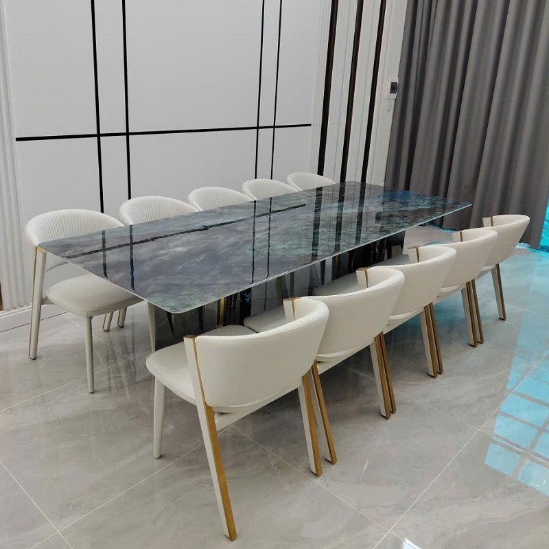 Bàn Ăn Mặt Đá Cẩm Thạch 10 Ghế 2812S đẹp, sang trọng