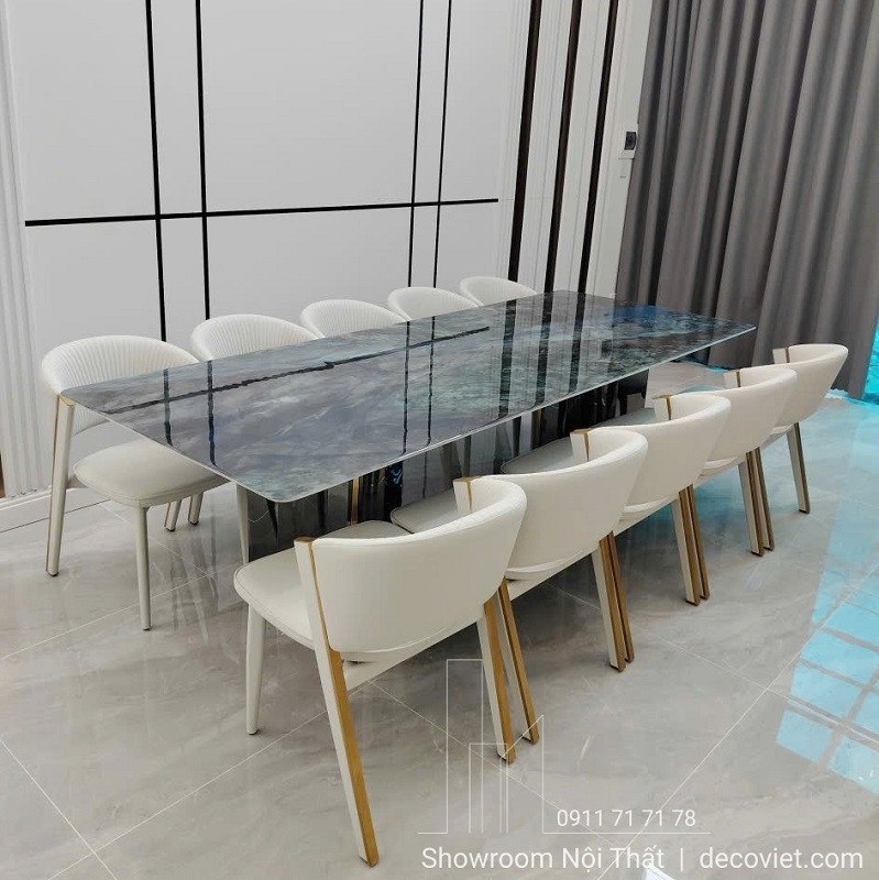Bàn Ăn Mặt Đá Cẩm Thạch 10 Ghế 2812S
