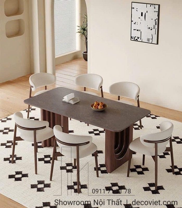 Bàn Ăn Mặt Gỗ 6 Ghế 2223S