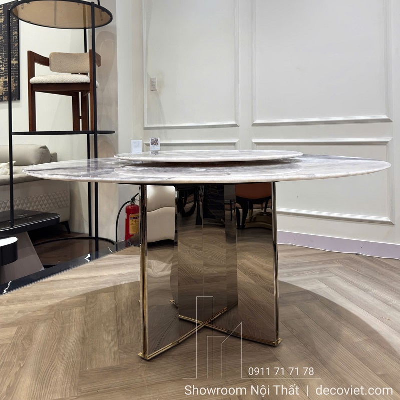 Bàn Ăn Tròn 8 Người Mặt Đá 1m6 2854S thiết kế sang trọng cho gia đình, nhà hàng, hội nghị