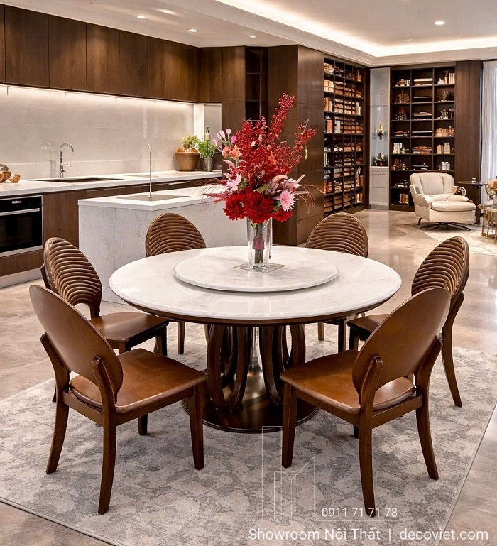 Bàn Ăn Tròn Gỗ 6 Ghế Hiện Đại 2925S