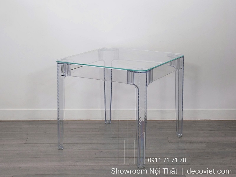 Bàn Cafe Chân Nhựa Mặt Kính 144T