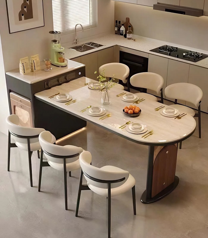 Bàn Đảo Bếp Gỗ Mặt Đá 2974S