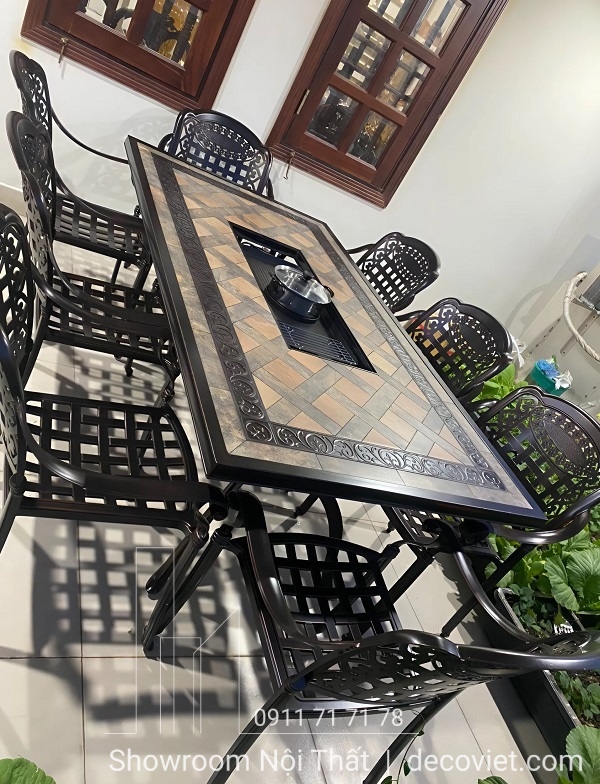 Bàn Ghế Nhôm Đúc 8 Người 2076T