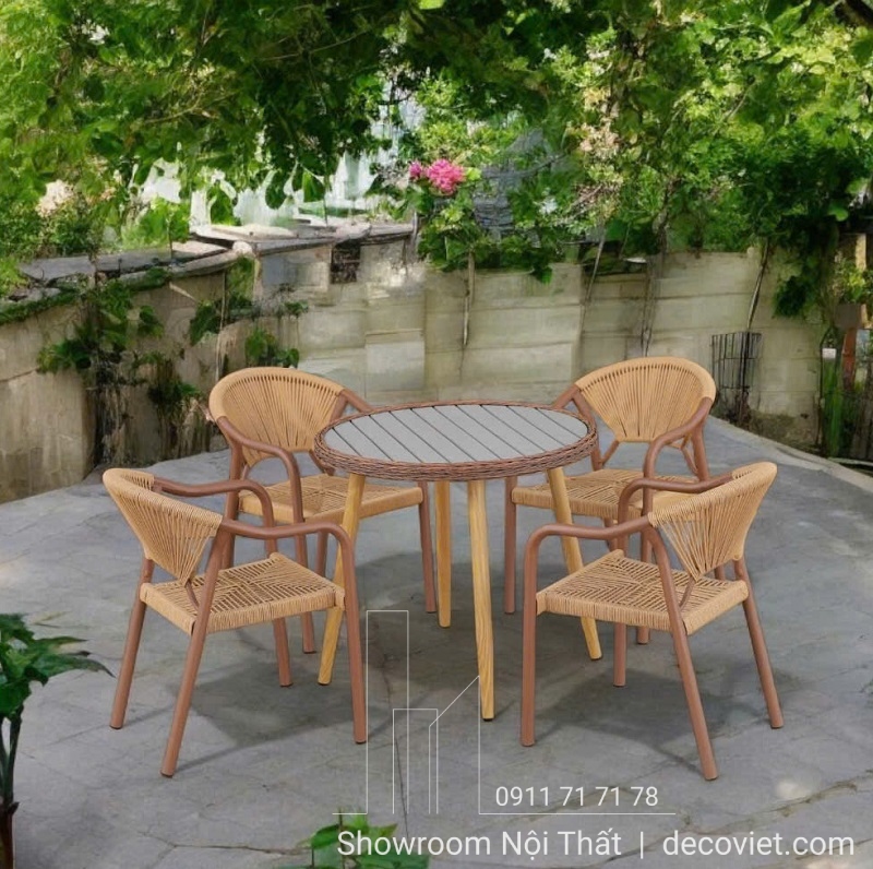 Bàn Ghế Sân Vườn Giả Gỗ 4 Người 2089T