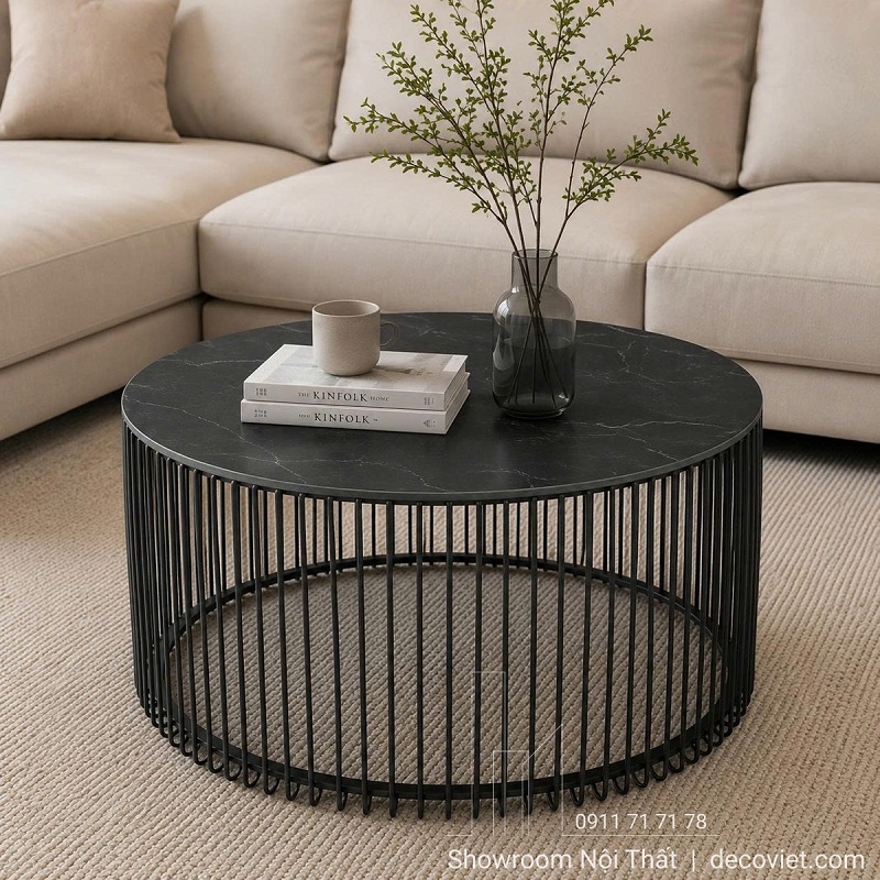 Bàn Sofa Mặt Đá Chân Sắt 494S