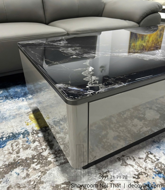 Bàn Sofa Phòng Khách 474S chất liệu mặt kính giả đá đen vân sang trọng, hiện đại